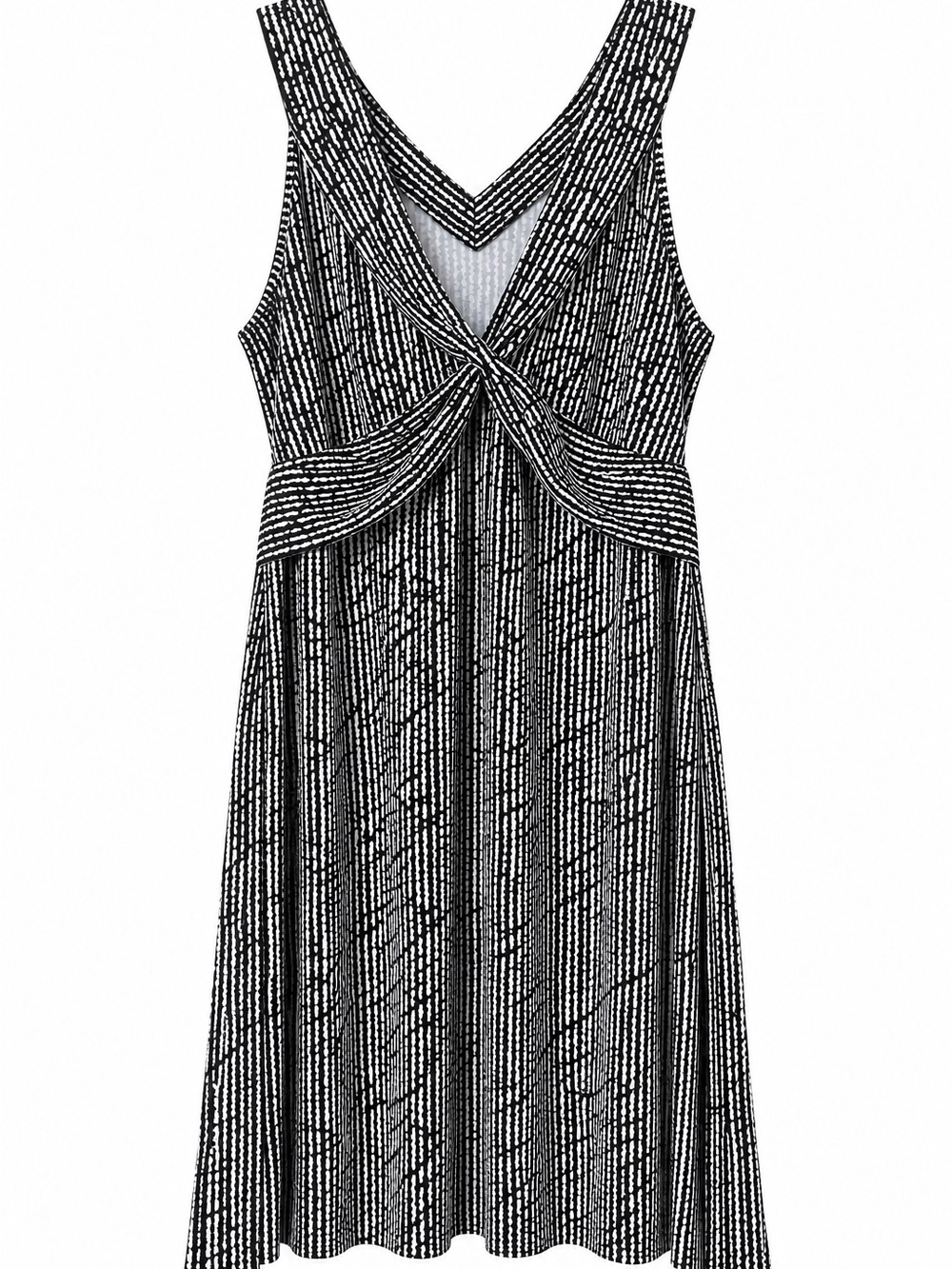 LOFT Petites Black White Twist Front Midi Dress Size 10P